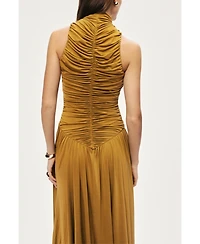 Nocturne Women's Ruched High-Neck Maxi Dress