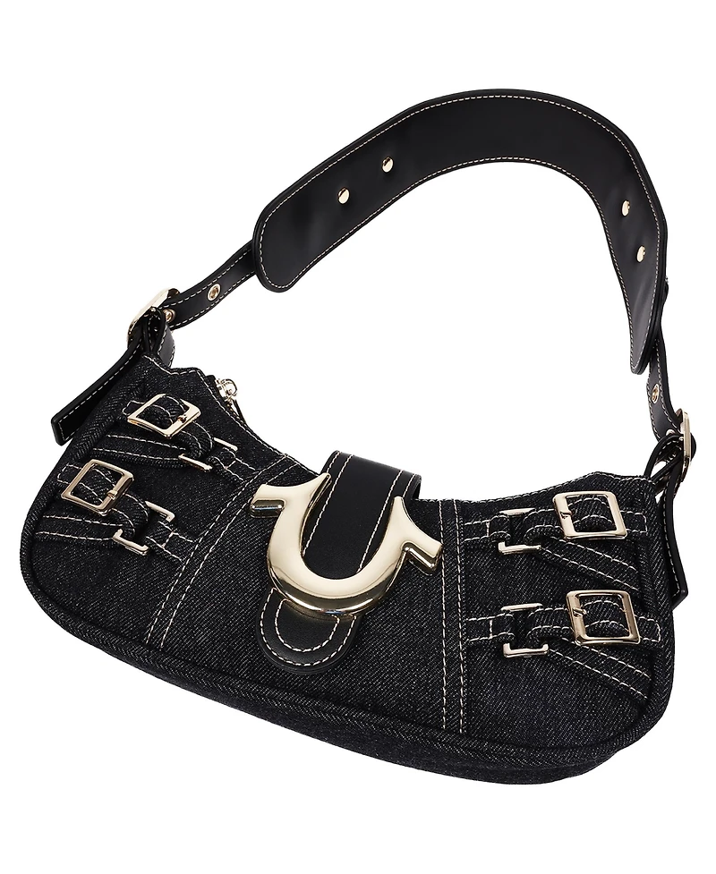 True Religion Multi Strap Denim Shoulder Bag