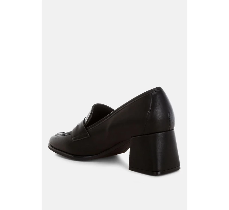 London Rag Womens Sutapa Penny Strap Flared Block Heel Loafers