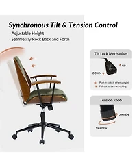 Hulala Home Oswina 37.75"H Modern Tilting Upholstered Solid Wood Office Chair with Bent