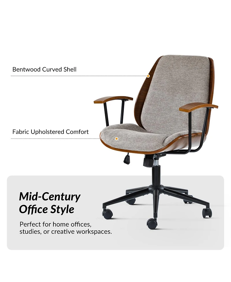 Hulala Home Oswina 37.75"H Modern Tilting Upholstered Solid Wood Office Chair with Bent