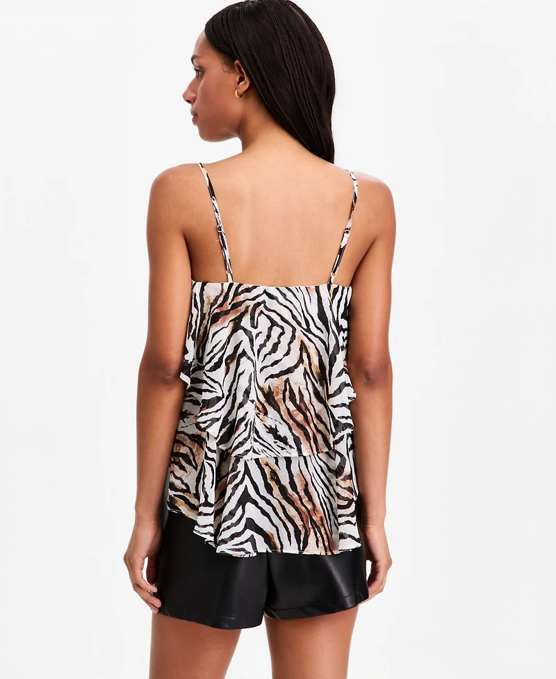 Bar Iii Women's Printed High-Low Ruffle Tank, Macy's Exclusive