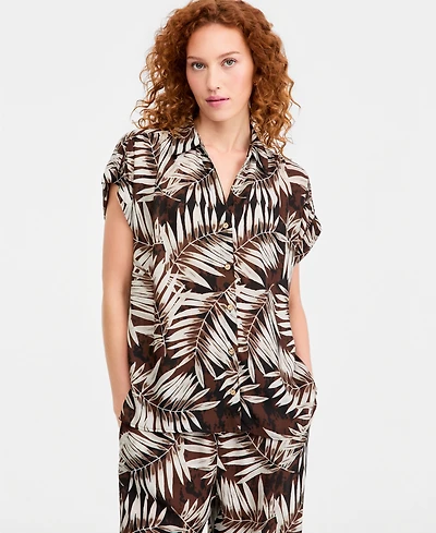 Jones New York Women's Printed Collared Neck Shirt
