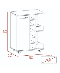 Flynama Bar Cart with 2 External Shelves, 6 Wine Racks and 1 Cabinet