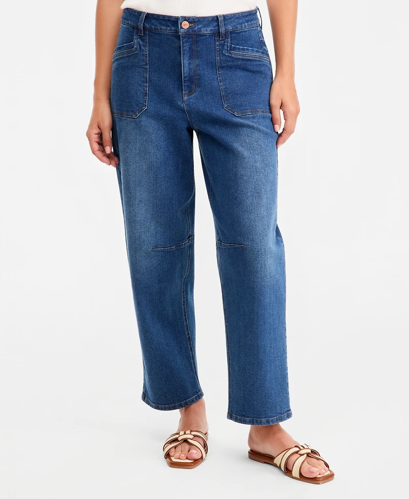 Jones New York Women's High-Rise Barrel-Leg Jeans