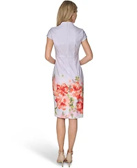 Calvin Klein Petite Placement Printed Split V-Neck Sheath Dress