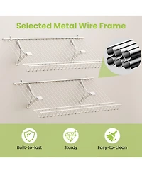 Gouun Set of 2 Wall-Mounted Metal Wire Shoe Shelves with Edge Protection