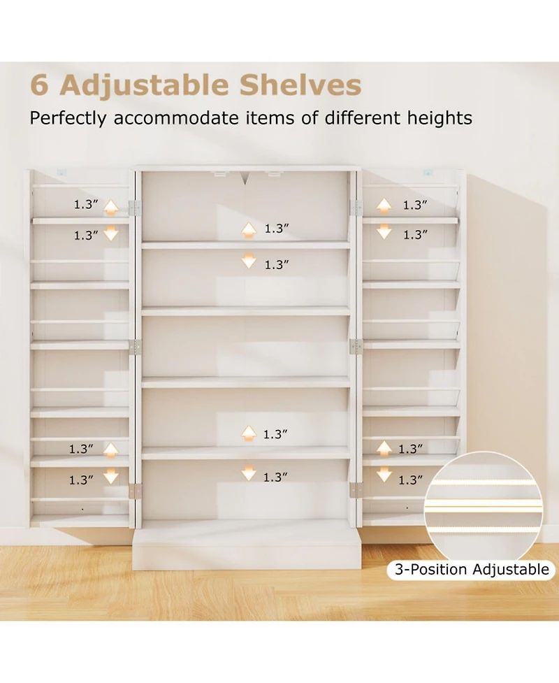 Gouun 41 in Tall Kitchen Pantry Cabinet with Adjustable Shelves and Side Door Storage