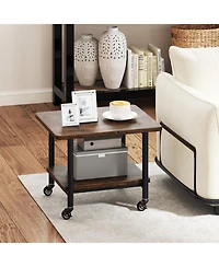 Gouun 2-Tier Under Desk Printer Stand with Storage Shelf and Locking Wheels