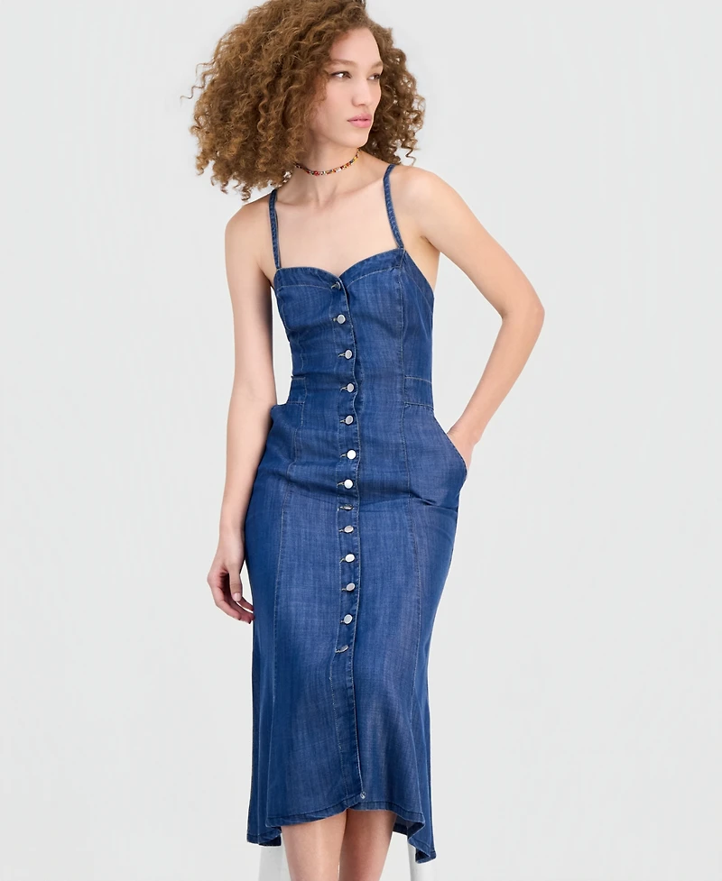 Guess Women's Edna Denim Button-Front Midi Dress
