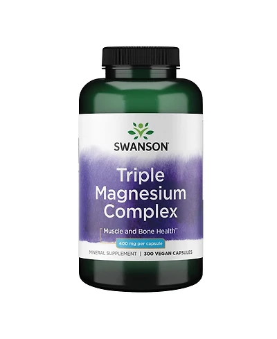 Swanson Triple Magnesium 400mg 300 Capsules Complex Supplement with Citrate, Oxide and Aspartate for Bone Health and Optimal Absorption