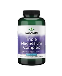 Swanson Triple Magnesium 400mg 300 Capsules Complex Supplement with Citrate, Oxide and Aspartate for Bone Health and Optimal Absorption