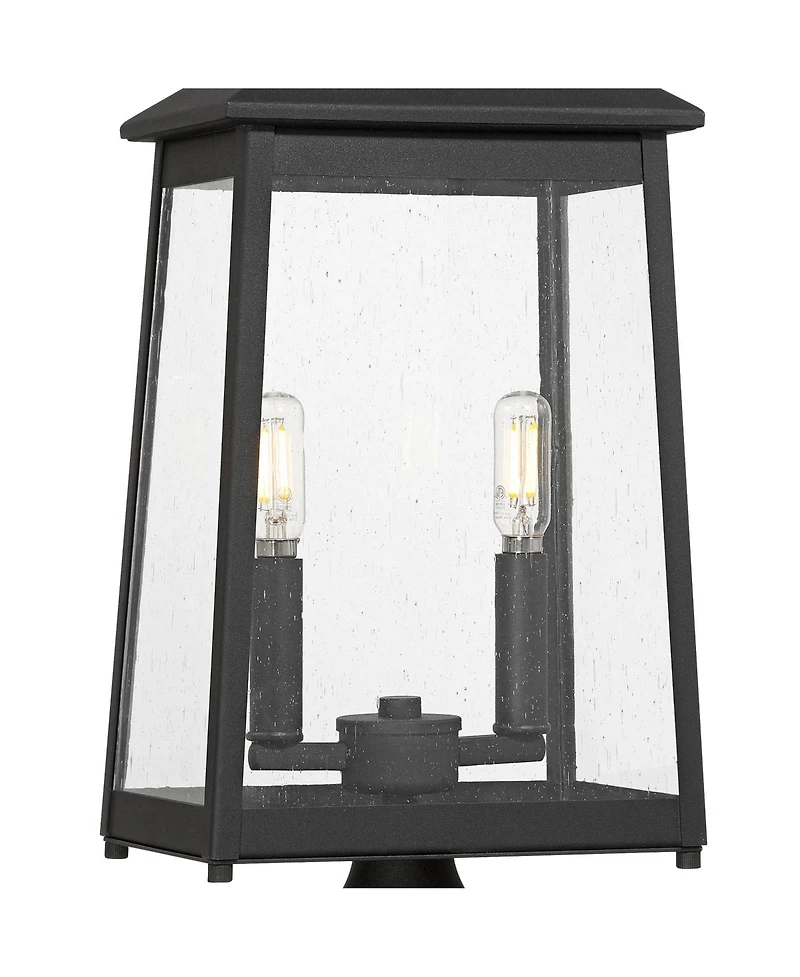 John Timberland Jubliee 20 High Modern Outdoor Post Light Fixture Pole Porch Set of 2 2-Light Metal Clear Glass Shade