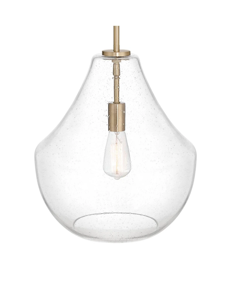 Possini Euro Design Stephanie Wide Brass and Glass Pendant Light
