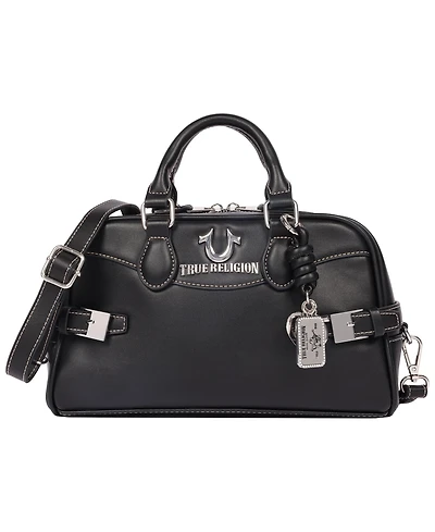True Religion Brooks Smooth Pu Belted Satchel - Women s Top Handle with Detachable Crossbody Strap