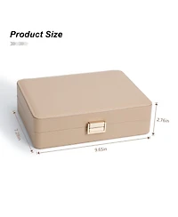 Yigii Leather Jewelry Box Elegant Small Chest Necklace Ring Earring Storage Portable Travel Home Use