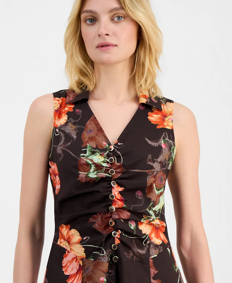 Tahari Asl Women's Ruched-Front Sleeveless Dress