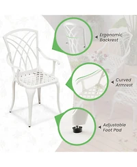Gymax Set of 4 Cast Aluminum Patio Dining Chairs w/ Armrests Patio Bistro Chairs
