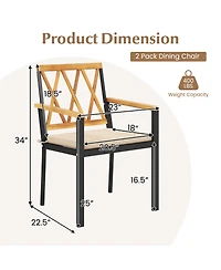Gymax Patio Dining Chairs Set of Metal Outdoor Chairs w/ Removable Padded Cushions