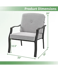 Gymax 2PCS Metal Chairs Outdoor Dining Seat Heavy Duty w/ Cushions Garden Patio