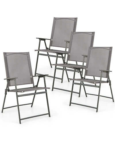 Gymax 4PCS Patio Portable Metal Folding Chairs Dining Chair Set Poolside Garden
