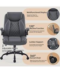 Flynama Leather Ergonomic Office Chair,Flip-Up Arms Rocking Gaming Chair