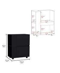 Flynama Bar Cart with Two Pull-Down Door Cabinets and Two Open Shelves