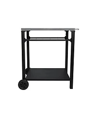 Flynama 2-Tier Outdoor Grill Cart with Stainless Steel Top and Tool Hooks