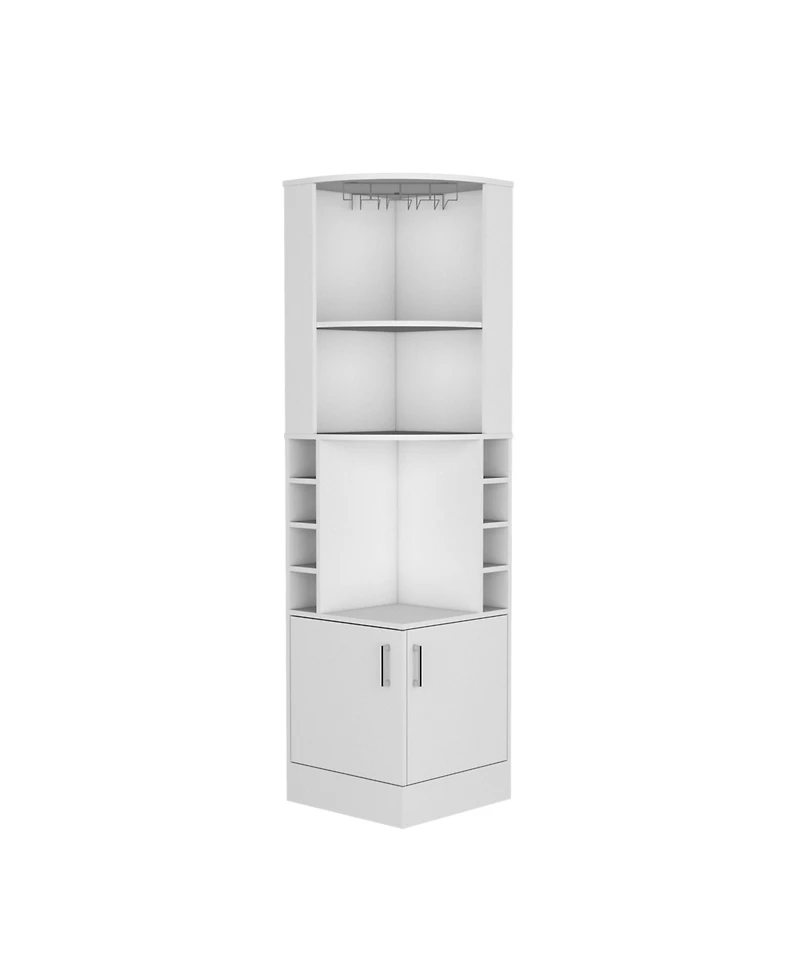 Flynama Beijing Corner Bar Cabinet with Glass Rack and 8 Racks