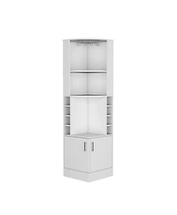 Flynama Beijing Corner Bar Cabinet with Glass Rack and 8 Racks