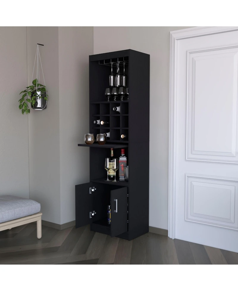 Flynama Multi-Storage Bar Cabinet with Rack, 71.1"H Compact Freestanding Home Bar