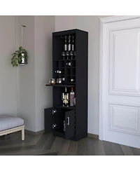 Flynama Multi-Storage Bar Cabinet with Rack, 71.1"H Compact Freestanding Home Bar