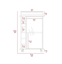Flynama Glass Door Bar Cart with 2 Shelves, 6 Cubbies and Locking Casters