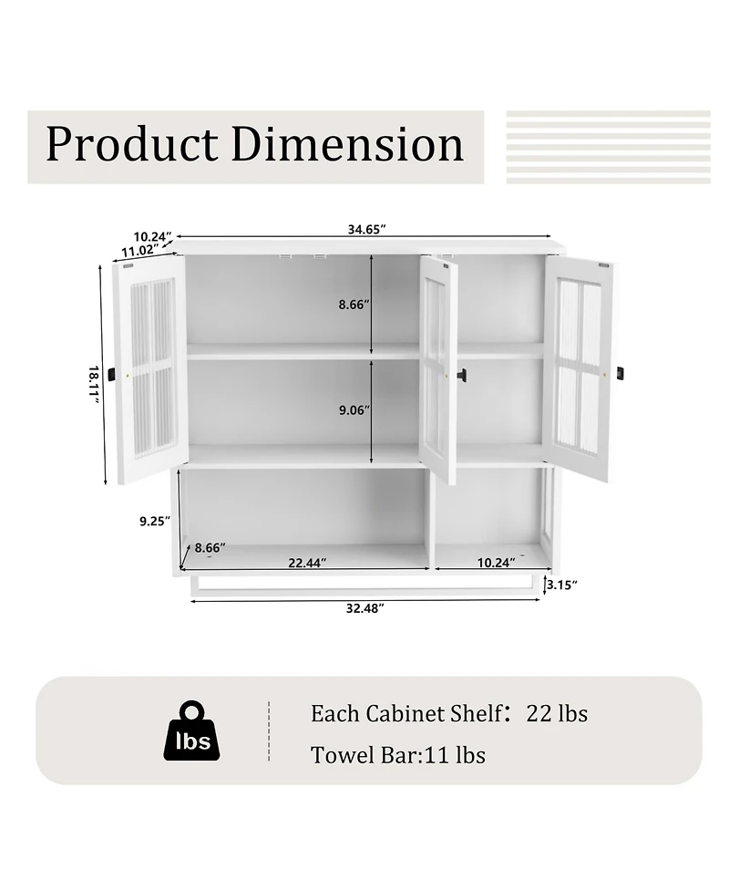 Flynama Bathroom Wall Cabinet with 12 Cabinets Finish