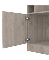 Flynama Corner Bar Cabinet with 8 Bottle Cubbies, Double Door and 2 Open Shelves