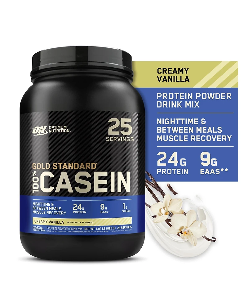 Optimum Nutrition Gold Standard Casein Protein Powder, Vanilla, 24g Protein, 2 Lb
