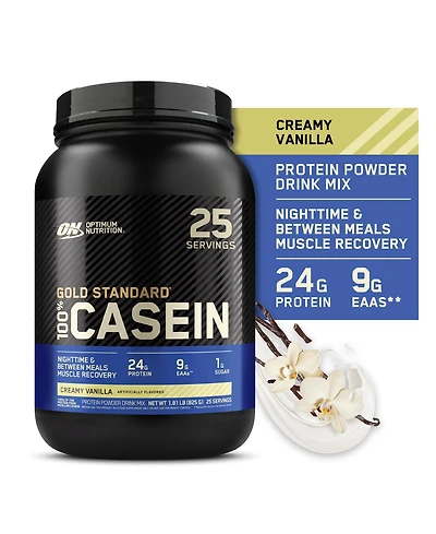Optimum Nutrition Gold Standard Casein Protein Powder, Vanilla, 24g Protein, 2 Lb