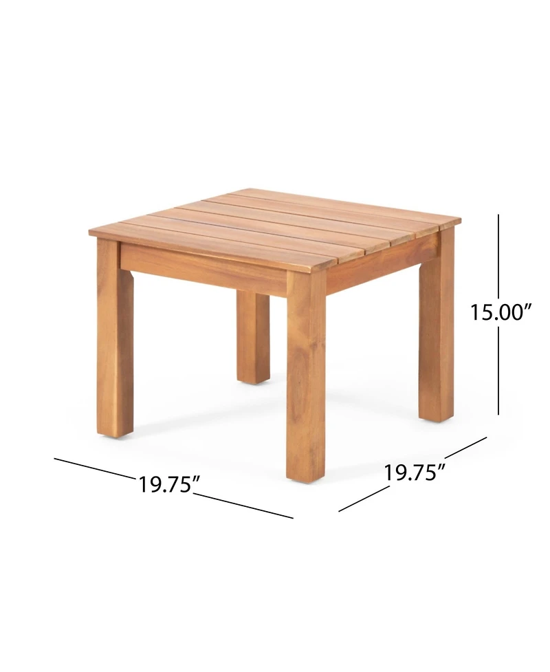 Mondawe Square Outdoor Wood Side Table, 19.75"x19.75"x15"