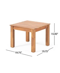 Mondawe Square Outdoor Wood Side Table, 19.75"x19.75"x15"