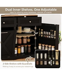 Gouun 39.5 x 36 in Tilt-Out Trash Can Cabinet with Built-In Outlets and Adjustable Shelves
