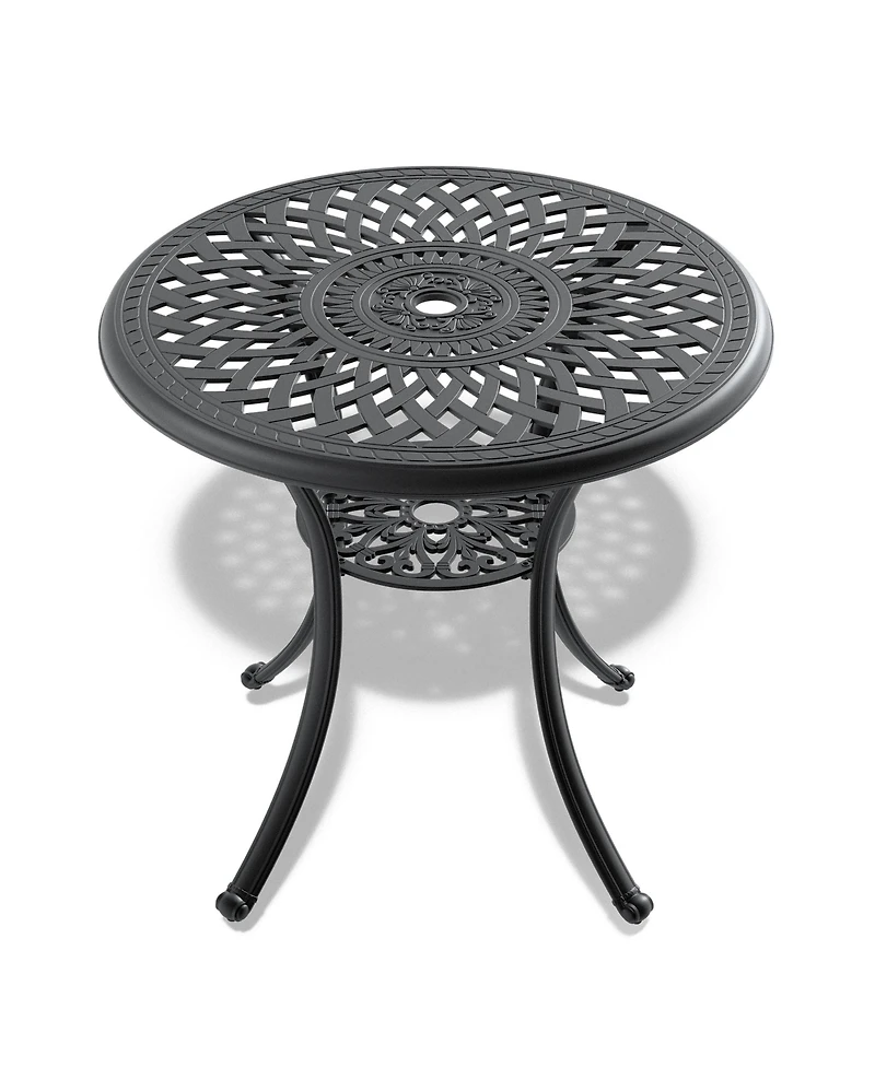 Clihome 30.71-inch Cast Aluminum Patio Dining Table With Frame and Umbrella Hole