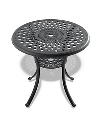 Clihome 30.71-inch Cast Aluminum Patio Dining Table With Frame and Umbrella Hole
