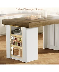 Tribesigns Kitchen Island with Storage, 55-Inch Farmhouse Stationary Island Table with Large Countertop, Counter Height Home Bar Table