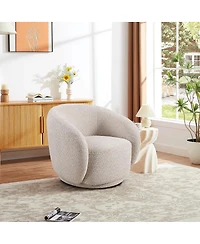 Streamdale Furniture Streamdale 360degree(s) Swivel Boucle Accent Chair with Solid Wood Frame