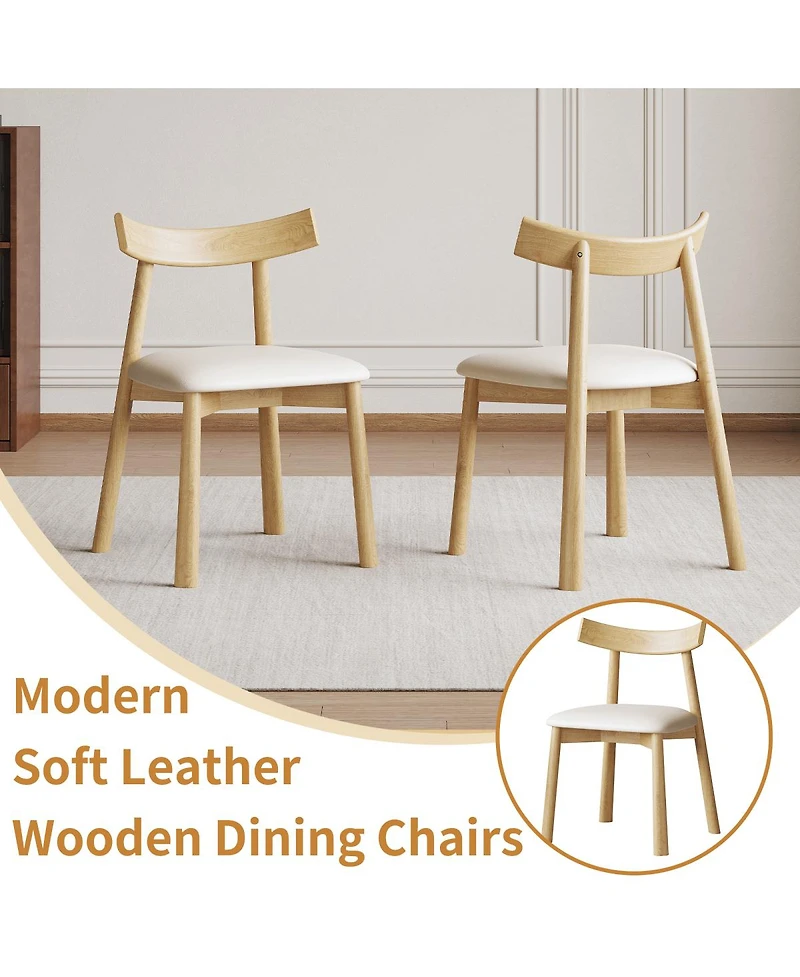 Streamdale Furniture Modern Wood Dining Chairs with Leather Cushions (Set of 2