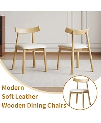 Streamdale Furniture Modern Wood Dining Chairs with Leather Cushions (Set of 2