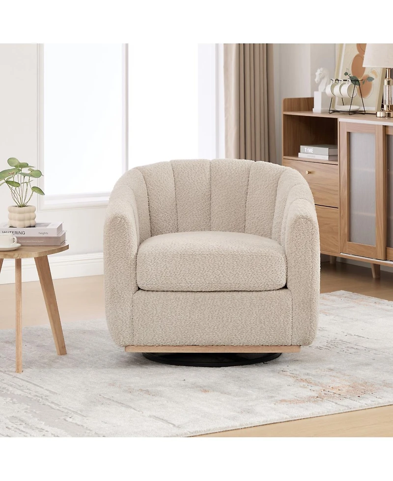 Streamdale Furniture 31.89" Wide Modern Chenille Cushioned Metal Base 360degree(s) Swivel Chair
