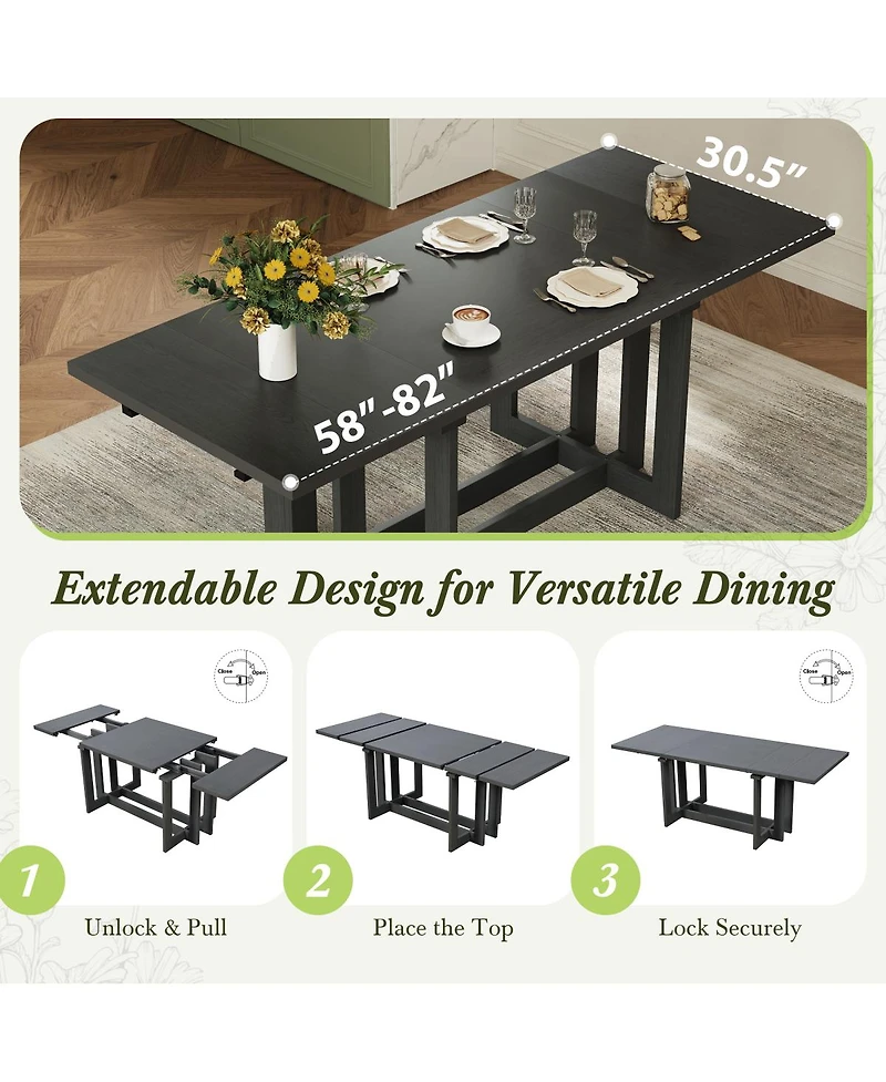 Streamdale Furniture Rustic 82" Extendable Dining Table with Two 12" Removable Leaf