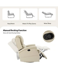 Hulala Home Felisa Traditional Swivel Rocker Manual Genuine Leather Recliner