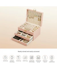 Yigii Lockable Jewelry Organizer with Drawers Customizable Storage Gifts for Women Mom